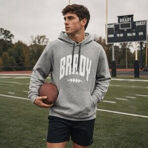 Brady Brand Varsity Hoodie Size M Gray Heather Tom‎ Brady Sweatshirt M22M002